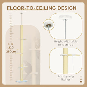 English Elm Pawhut Floor to Ceiling Adjustable Cat Tower with Sisal Posts and Plush Perches W2225P166364