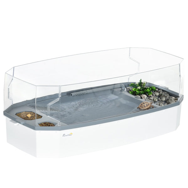 English Elm Pawhut Turtle Habitat Tank with 360 View Basking Zone and 3 Layer Filtration W2225P166399