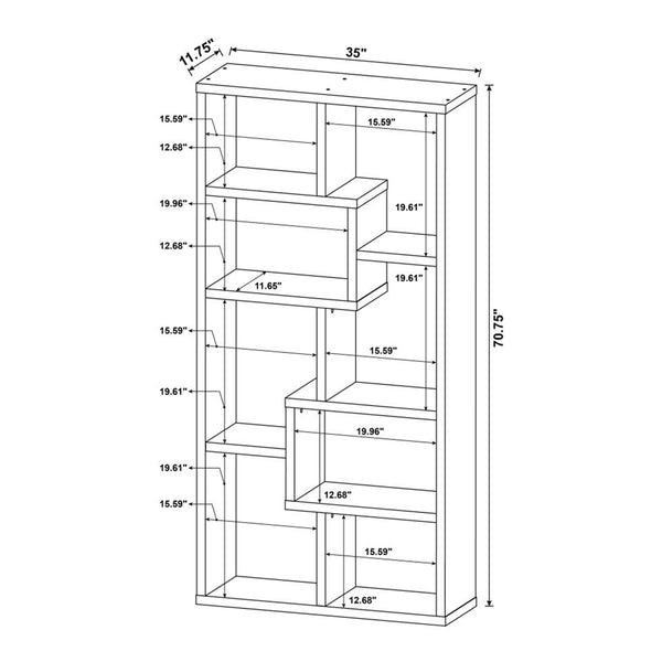 English Elm 10-Shelf Geometric Bookcase Grey Driftwood Finish — Tall Puzzle Shelving, 8 Compartments for Books, Decor B016P164185