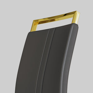 English Elm Modern Dining Chairs Set Of 4 - Grey Pu Faux Leather With Gold-Plated Metal Legs For Style & Comfort W2189133303