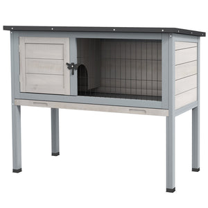 English Elm Pawhut Fir Wood Rabbit Hutch Elevated Outdoor Enclosure with Asphalt Roof Gray W2225P166387