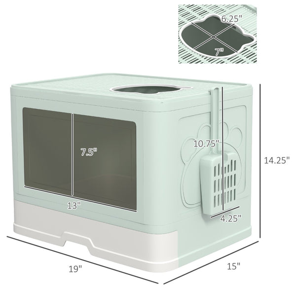 English Elm Pawhut Enclosed Cat Litter Box With Front Entry & Top Exit, Easy Clean Pull-Out Tray, Green Design W2225P166351-GIGA