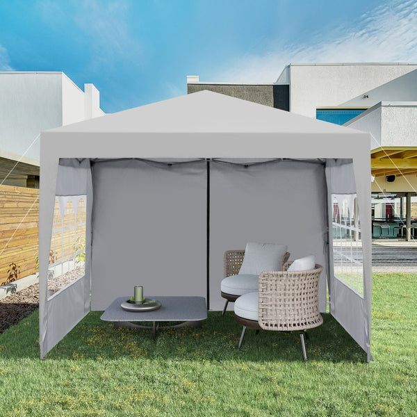 English Elm Outdoor 10x10 Pop up Canopy Gazebo with Sidewalls Mesh Windows Steel Frame Uv Roof Grey W419P445700