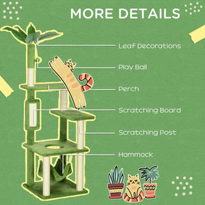 English Elm Pawhut 56 Inch Indoor Cat Tower with Sisal Posts Flannel Perches and Hammock W2225P166368