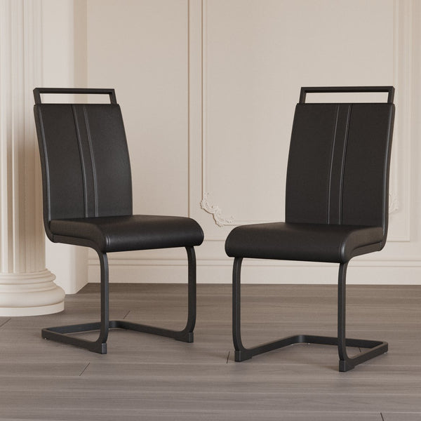 English Elm Modern Dining Chairs - Stylish Pu Faux Leather With C-Shaped Metal Base, Set Of 2 For Any Space W2189138538