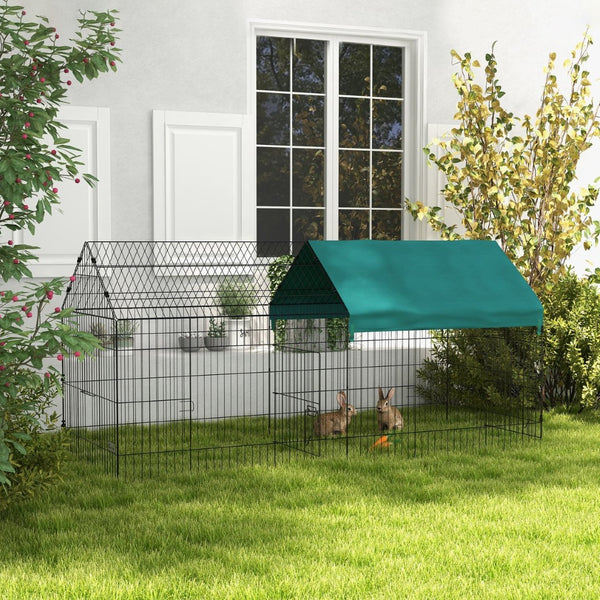 English Elm Pawhut Octagonal Small Animal Playpen with Shade Roof and Stakes for Yard or Home W2225P166416