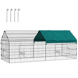 English Elm Pawhut Foldable Small Animal Playpen with Shade Roof Secure Outdoor Run Enclosure W2225P166415