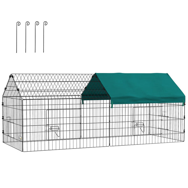 English Elm Pawhut Foldable Small Animal Playpen with Shade Roof Secure Outdoor Run Enclosure W2225P166415