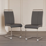 Modern Dining Chairs Set of 2 - Elegant Leatherette Faux Leather Upholstered High Back Chairs For All Spaces