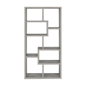 English Elm 10-Shelf Geometric Bookcase Grey Driftwood Finish — Tall Puzzle Shelving, 8 Compartments for Books, Decor B016P164185