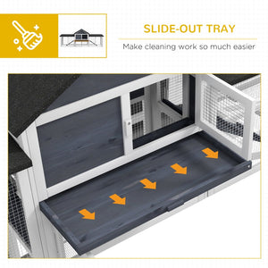 English Elm Pawhut Fir Wood Rabbit and Guinea Pig Hutch with Dual Runs Weatherproof Asphalt Roof W2225P166386