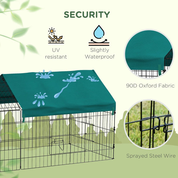 English Elm Pawhut Foldable Small Animal Playpen with Shade Roof Secure Outdoor Run Enclosure W2225P166415