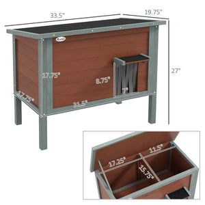 English Elm Pawhut Solid Wood Insulated Outdoor Cat Shelter with Weatherproof Pitched Roof W2225P166372