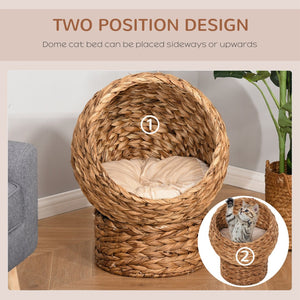 English Elm Pawhut Handwoven Elevated Cat Bed With Soft Cushion & Stylish Egg Chair Design For Cozy Naps W2225P166382-GIGA