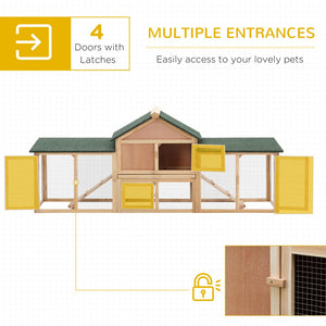 English Elm Pawhut Fir Wood Rabbit and Guinea Pig Hutch with Dual Runs Weatherproof Asphalt Roof W2225P166384