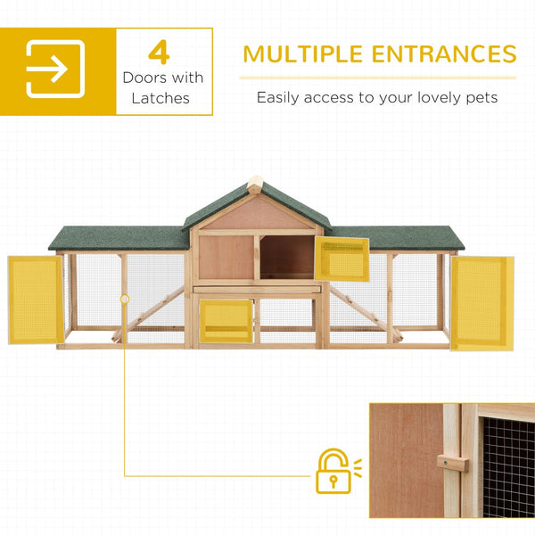 English Elm Pawhut Fir Wood Rabbit and Guinea Pig Hutch with Dual Runs Weatherproof Asphalt Roof W2225P166384