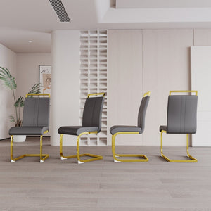 English Elm Modern High Back Pu Leather Dining Chairs Set of 4 with Chrome C Legs Cushioned W2189S00819