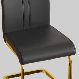 English Elm Modern High Back Pu Leather Dining Chairs Set of 4 with Chrome C Legs Cushioned W2189S00819