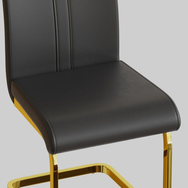 English Elm Modern High Back Pu Leather Dining Chairs Set of 4 with Chrome C Legs Cushioned W2189S00819