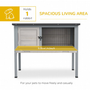 English Elm Pawhut Fir Wood Rabbit Hutch Elevated Outdoor Enclosure with Asphalt Roof Gray W2225P166387