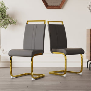English Elm Modern High Back Pu Leather Dining Chairs Set of 4 with Chrome C Legs Cushioned W2189S00819