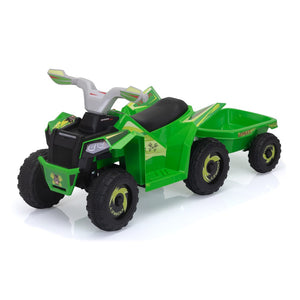 English Elm 6v Kids Ride on Atv Toddler Electric Car with Detachable Trailer and Bluetooth Audio Green W2181P164287