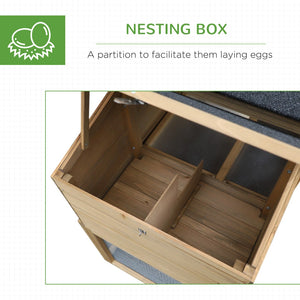 English Elm Pawhut Fir Wood Backyard Hen House with Nesting Box Run Ramp and Ventilated Windows W2225P166334