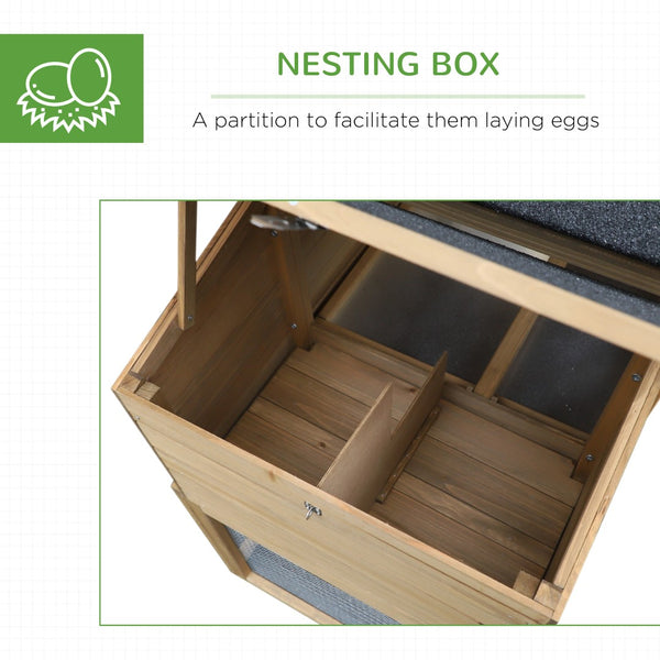 English Elm Pawhut Fir Wood Backyard Hen House with Nesting Box Run Ramp and Ventilated Windows W2225P166334