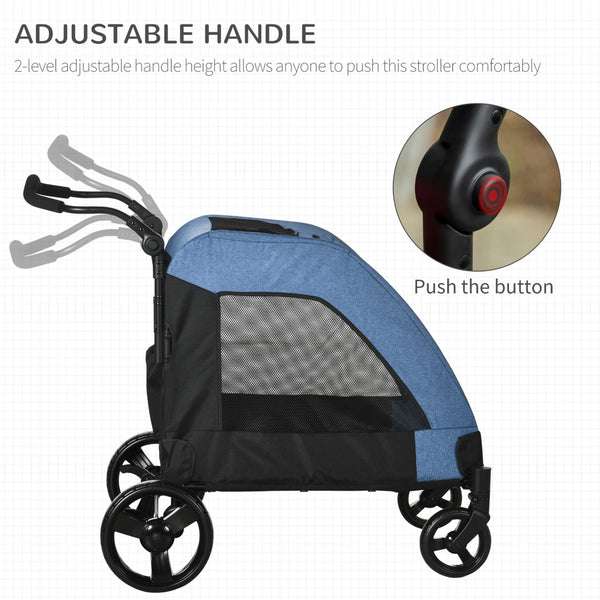English Elm Pawhut Ventilated Pet Stroller For Medium Dogs - Foldable, Durable, With Storage Basket, Blue Design W2225P166285-GIGA