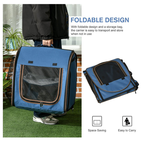 English Elm Pawhut 39" Portable Soft-Sided Cat Carrier - Convertible, Cozy, And Compact With Storage Bag, Blue W2225P166273-GIGA