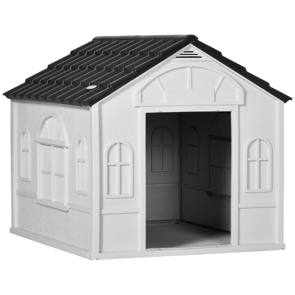 English Elm Pawhut Cottage Style Plastic Dog House Weather Resistant Shelter for Small Medium Pets W2225P166325
