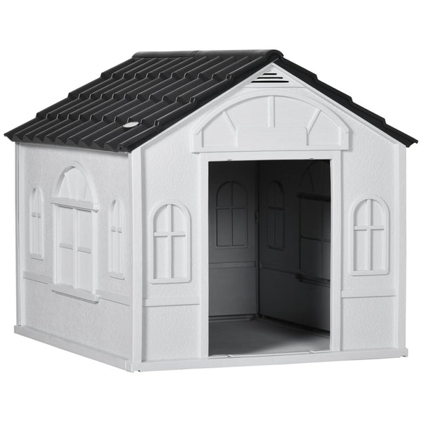 English Elm Pawhut Cottage Style Plastic Dog House Weather Resistant Shelter for Small Medium Pets W2225P166325