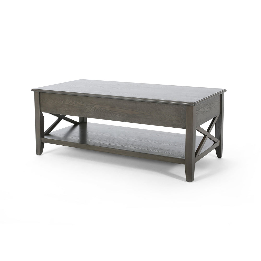 English Elm Christopher Knight Home® - COFFEE Lift-Top Farmhouse Coffee Table with Hidden Storage, X-Side Supports, Veneer Finish, Rustic Elegance Grey 64520.00