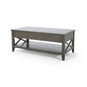 English Elm Christopher Knight Home® - COFFEE Lift-Top Farmhouse Coffee Table with Hidden Storage, X-Side Supports, Veneer Finish, Rustic Elegance Grey 64520.00