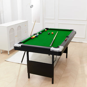 English Elm 6ft Billiard Pool Table with Green Felt Surface Foldable Legs for Home Game Room W2377P149842