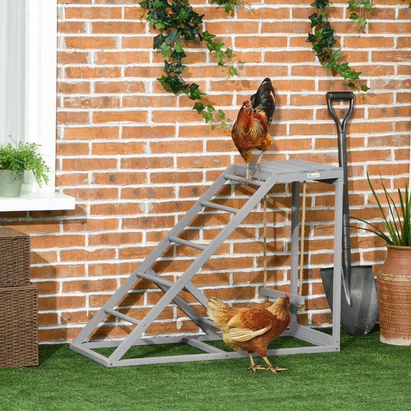 English Elm Pawhut Chicken Activity Play Set - Wood Swing, Perches & Ladder For Healthy Hens, Gray Coop Toy W2225P166328-GIGA