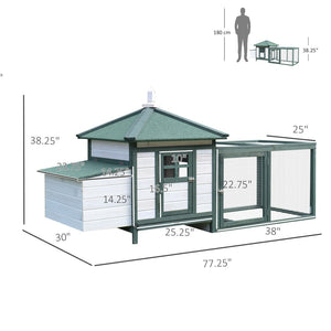 English Elm Pawhut Fir Wood Backyard Chicken Coop with Nesting Box Screened Run and Asphalt Roof W2225P166332