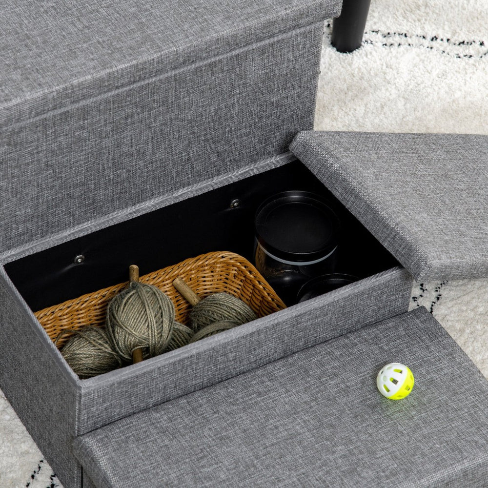 English Elm Pawhut 3-Steps Pet Stairs With Hidden Storage For Small Dogs & Cats - Safe, Stylish & Durable Design W2225P166284-GIGA