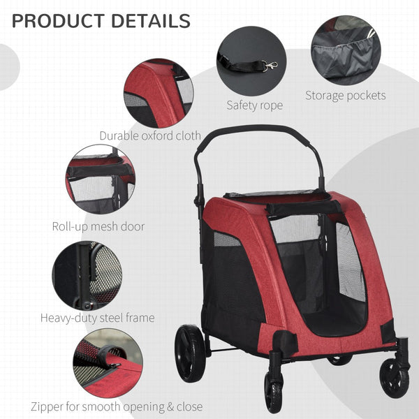 English Elm Pawhut Pet Stroller For Medium Dogs - Foldable, Ventilated With Storage Basket & Smooth Maneuverability W2225P166287-GIGA
