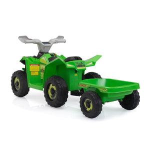 English Elm 6v Kids Ride on Atv Toddler Electric Car with Detachable Trailer and Bluetooth Audio Green W2181P164287