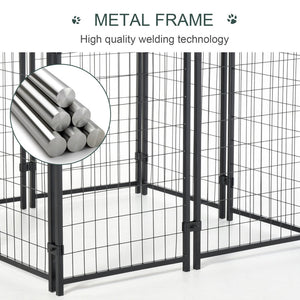 English Elm Pawhut Outdoor Steel Dog Kennel with Canopy Lockable Gate for Large Breeds W2225P166319