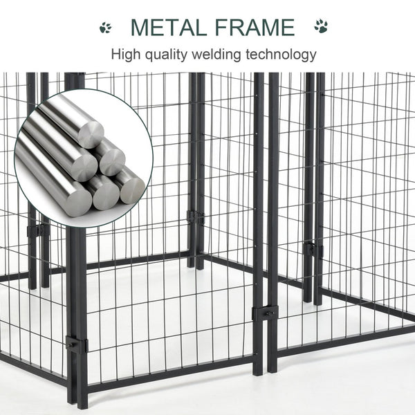 English Elm Pawhut Outdoor Steel Dog Kennel with Canopy Lockable Gate for Large Breeds W2225P166319