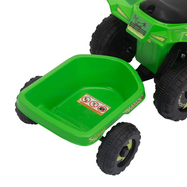 English Elm 6v Kids Ride on Atv Toddler Electric Car with Detachable Trailer and Bluetooth Audio Green W2181P164287