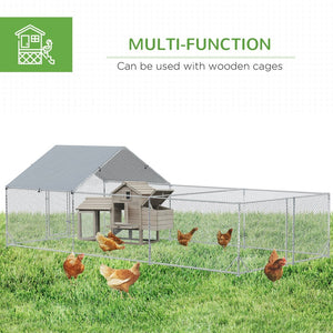 English Elm Pawhut Walk-in Galvanized Steel Chicken Run with Uv Waterproof Cover Spire Roof W2225P166344