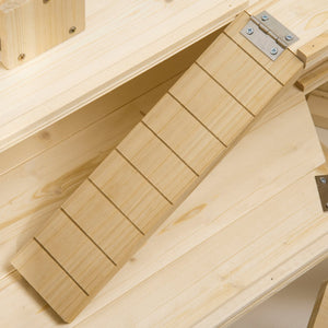 English Elm Pawhut Three Tier Natural Wood Small Animal Habitat with Seesaws Huts and Activity Center W2225P166267