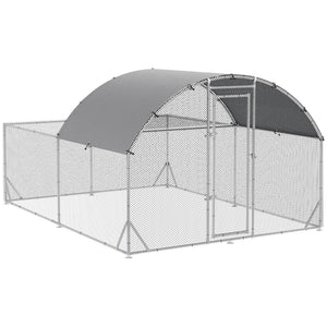 English Elm Pawhut Walk in Galvanized Steel Chicken Run Dome Enclosure Outdoor Backyard Hen Pen W2225P166345