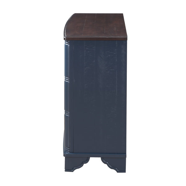 English Elm 40" Retro Console Table with Dual Cabinet Storage Pine Frame Entryway Foyer Navy Blue W1202P146347