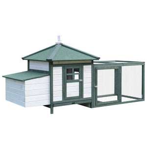 English Elm Pawhut Fir Wood Backyard Chicken Coop with Nesting Box Screened Run and Asphalt Roof W2225P166332