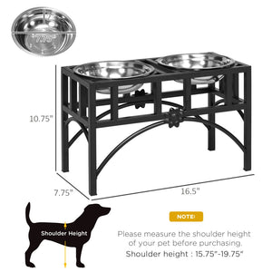 English Elm Pawhut Elevated Dog Feeding Station With Heavy-Duty Stainless Steel Bowls For Comfort & Cleanliness W2225P166294-GIGA