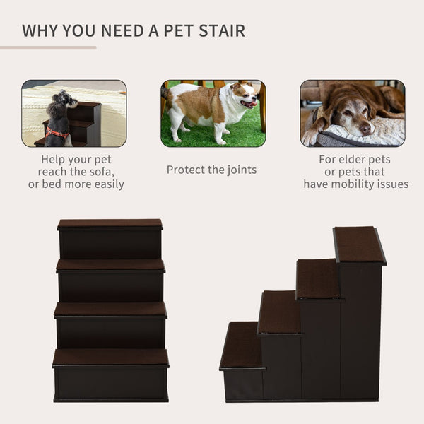 English Elm Pawhut Pet Stairs For Small Dogs & Cats, Cushioned Steps With Washable Cover, Safe & Sturdy Design W2225P166282-GIGA